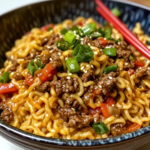 One Pot Ground Mongolian Beef Ramen Noodles